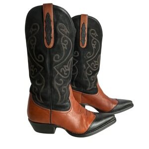 Nine West Leather Vintage Western Cowboy Boots 9 Brown Black